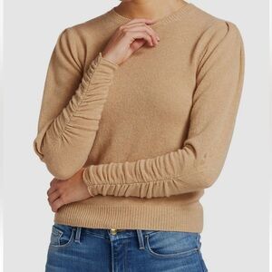 FRAME Women's Brown Gabby Recycled Cashmere Wool Puff Sleeve Sweater, size Small